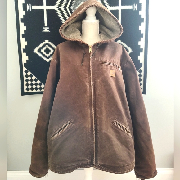 Carhartt Other - ☃️ Vintage GUC Carhartt J141 DKB Sherpa Lined, Hooded Jacket, Chocolate, XXL
